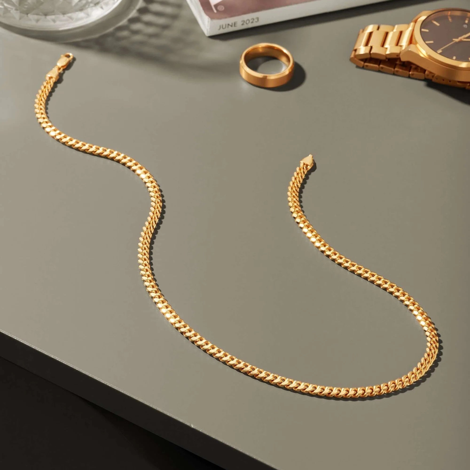 Cadena de Plata Italiana 925 Bañada En Oro 18K Grumet 3.7 mm - Reckless