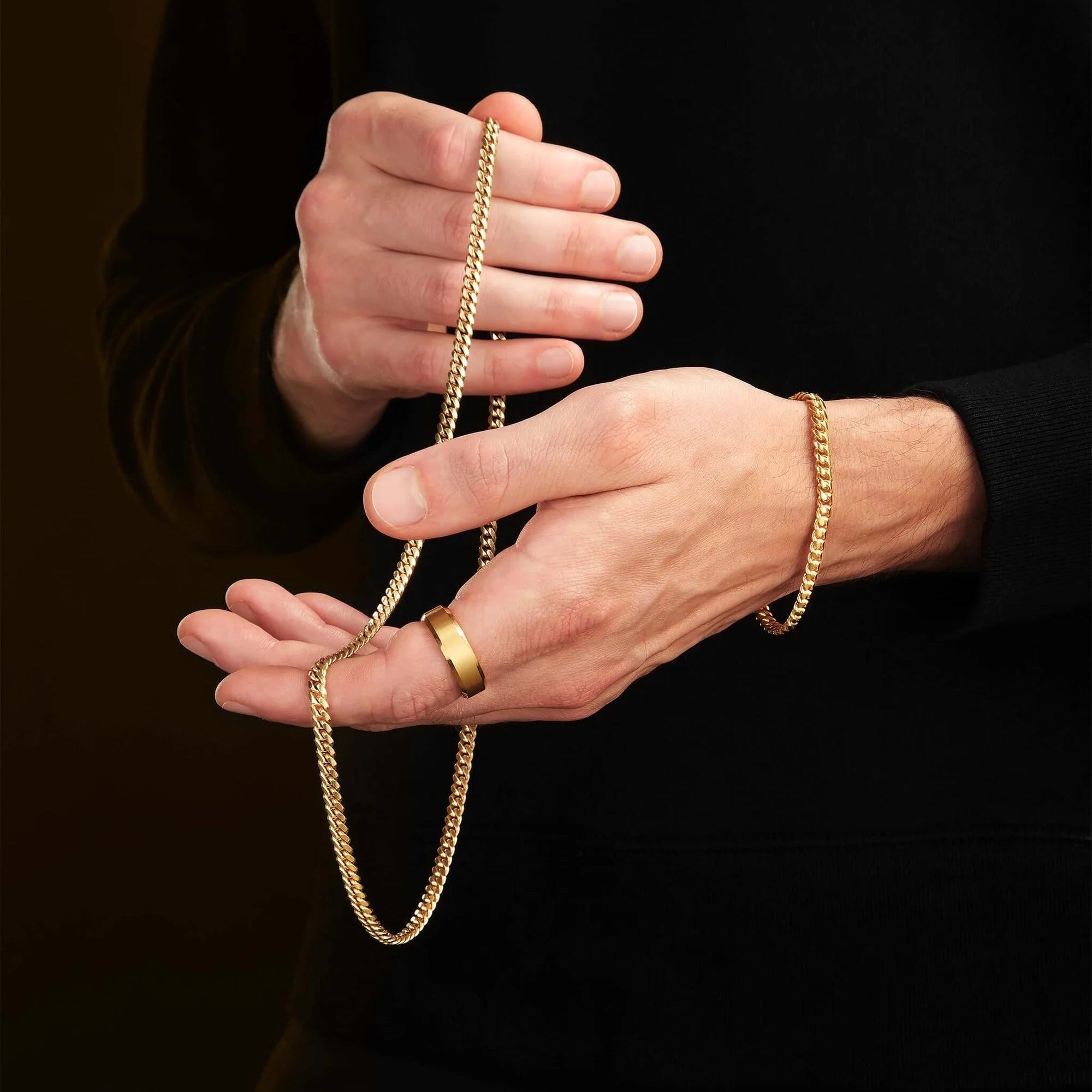 Cadena de Plata Italiana 925 Bañada En Oro 18K Grumet 3.7 mm - Reckless