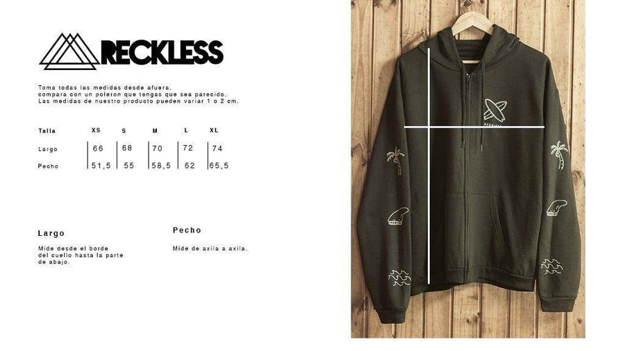 Polerón Beach Stuff Hood negro con cierre - Reckless